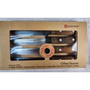 Wusthof Urban Farmer 4 Steak Knives-Roasted Beechwood/Steel Made in Germany NIB